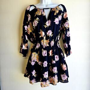 Roe + May Floral Print Mini Dress Size M Off the Shoulder Romantic Cottagecore